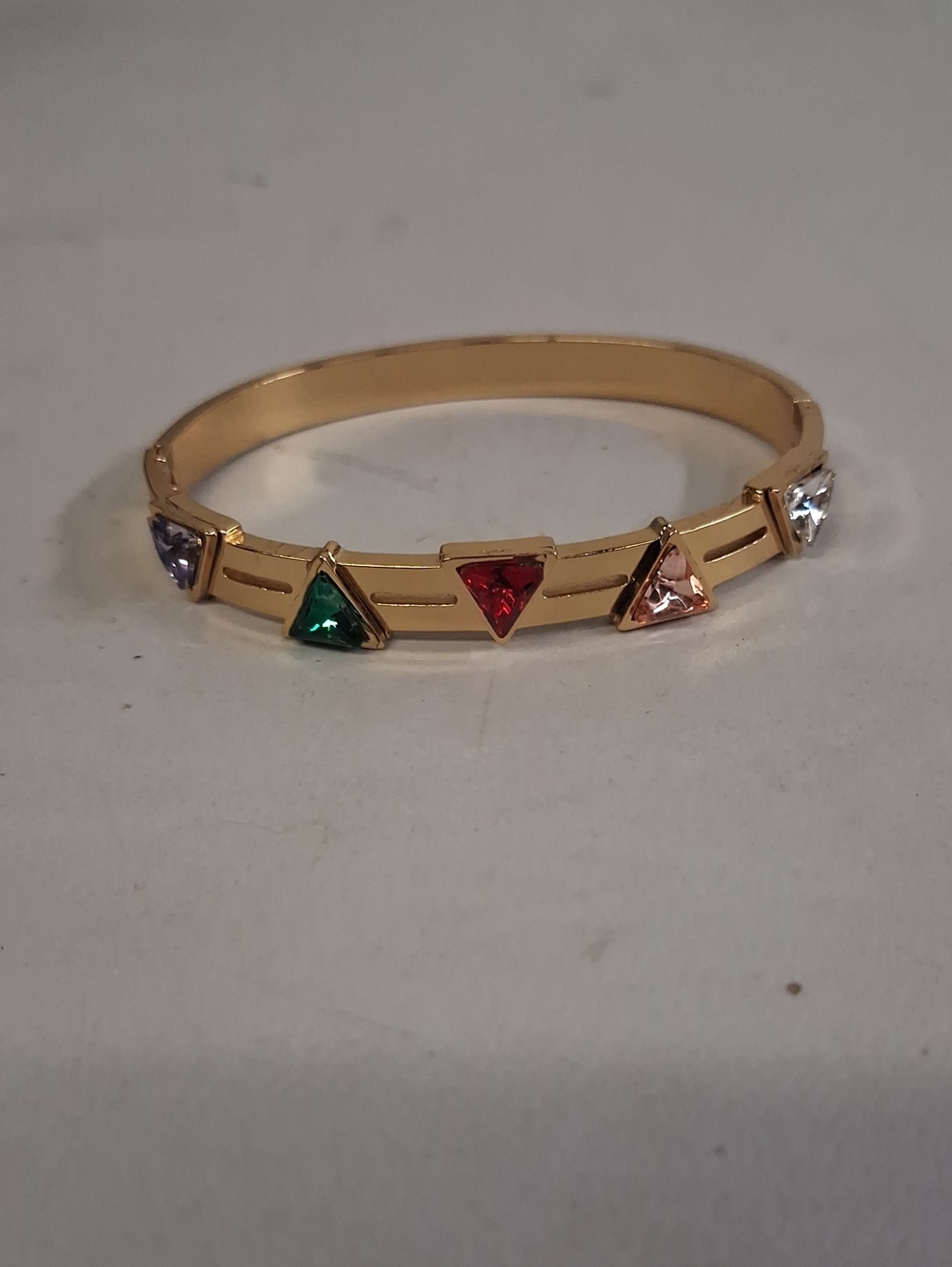 NWT Gold-Tone Multicolor Triangle Stone Bangle Bracelet